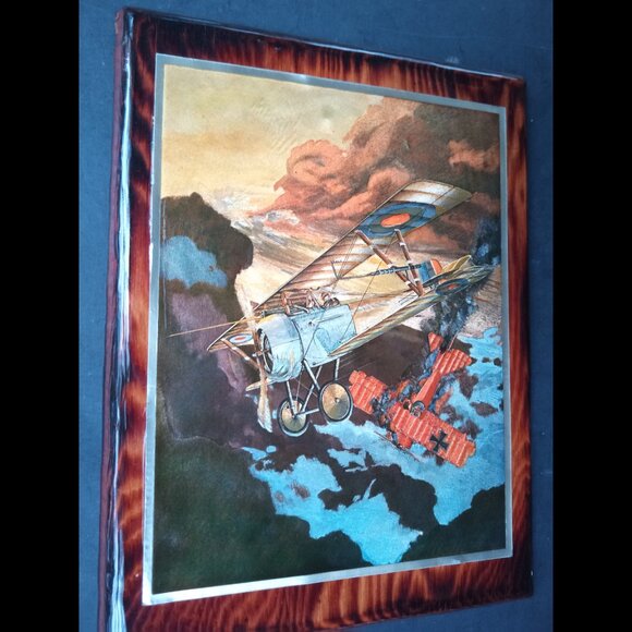 Vintage Dogfight British and German Aircraft WWI on Cypress Wood Wall Art Decor - Picture 3 of 7